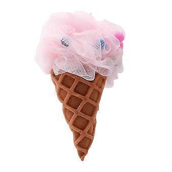 Ice Cream Cartoon Bath Sponge Kids Shower Pouf Cute Bath Loofah Soft Fun Bathing Ball Skin Exfoliating Sponge for Home Travel Outdoor