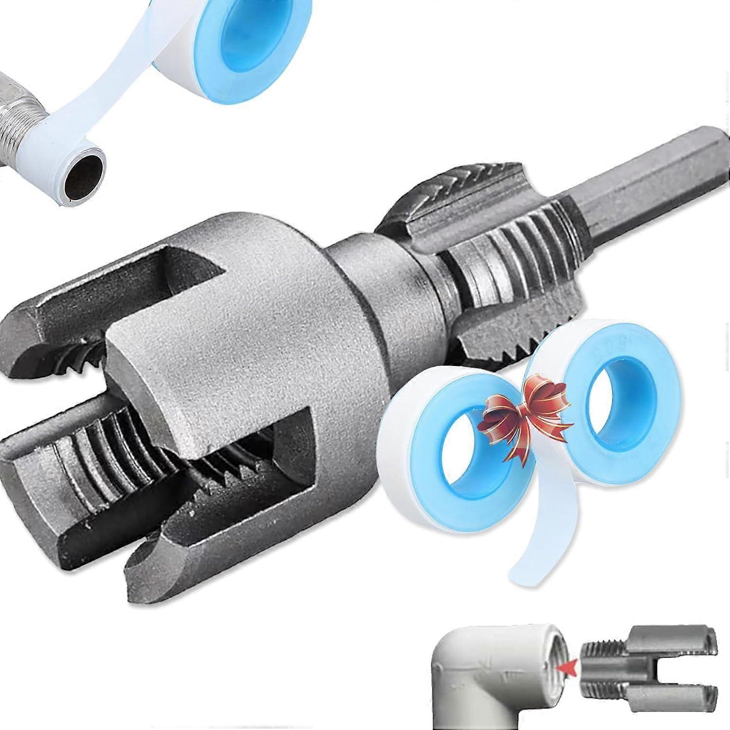 Pipe Tapping & Threading Tool, 1/2" & 3/4", Internal/External, Electric Drill Compatible