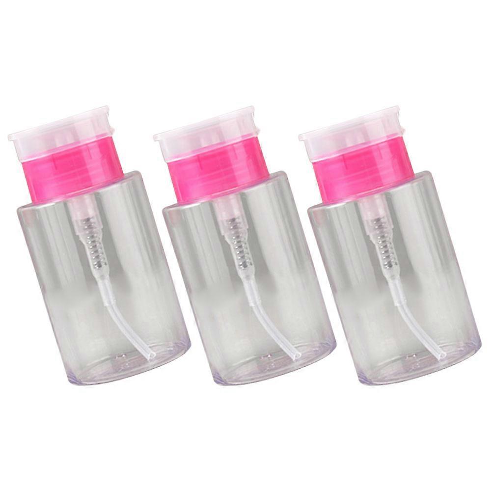 Push Down Pump Nail Cleaner Bottles for Storage Use 3Pcs Plastic Makeup Remover