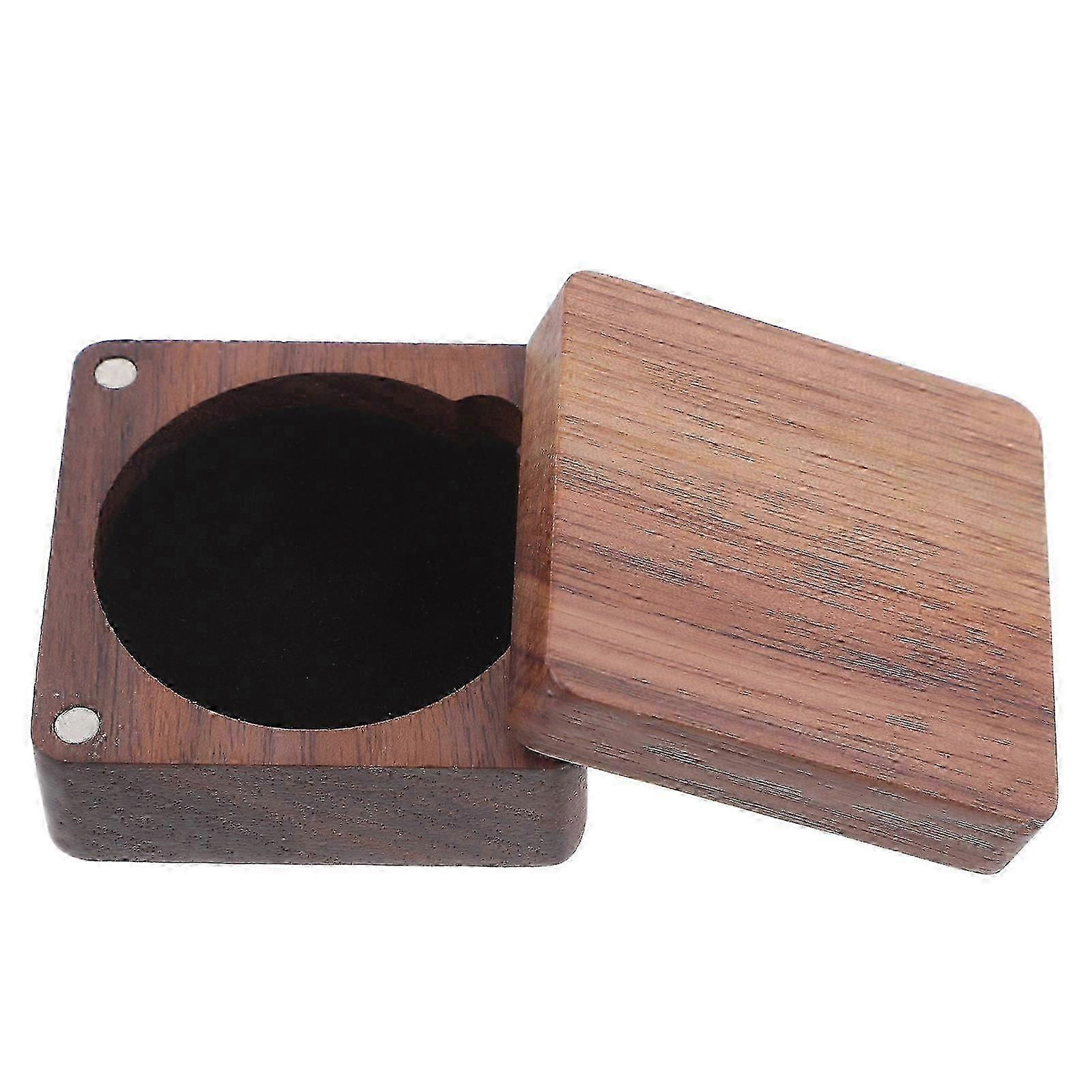 Solid Walnut Wood Coin Storage Box, Compact Keepsake Case for Coins Medals