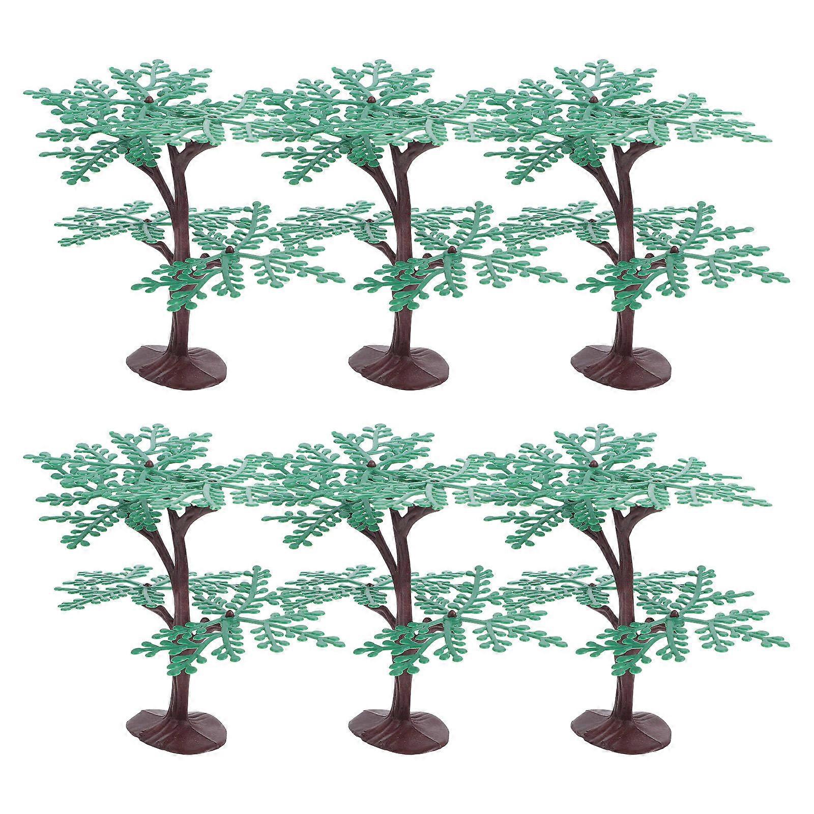 6Pcs Green Plastic Tree Model for Train Diorama Removable Trees