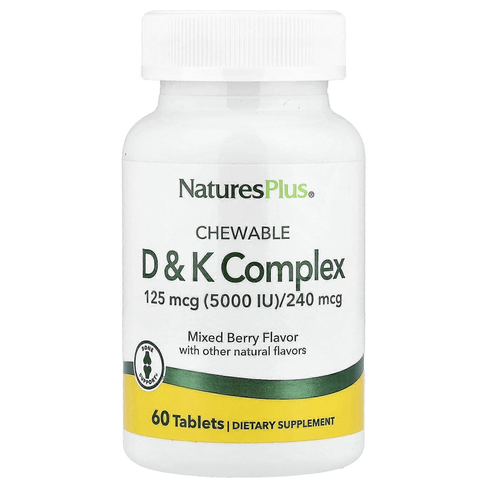 NaturesPlus, Chewable D & K Complex, Mixed Berry, 60 Tablets, 2-Pack