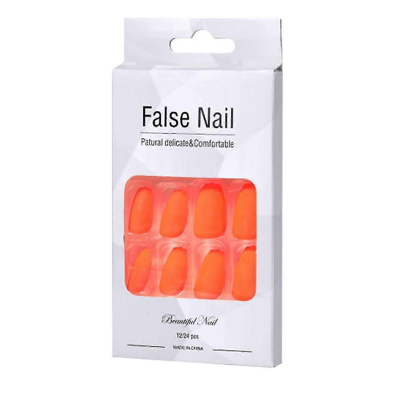 Short Fluorescent Luminous Nail Patch Wearing Nail Solid Color Nail Patch FASTXM