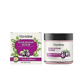 Viareline Black Elderberry Body Scrub eksfolierer, glatter og fukter huden skånsomt, renser kroppen