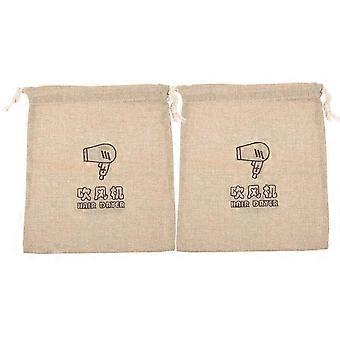 Conjunto de 2 Sacos de Tecido Cáqui para Secador de Cabelo com Cordão, Organizador Portátil para Viagem, Ideal para Casa e Hotel