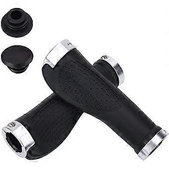 Ergonomic Mountain Bike Grips, Anti-Slip TPR Rubber with Aluminum Double Lock, Comfort Handlebar Grips for MTB/Electric Bikes/Folding Bikes, 20-25mm