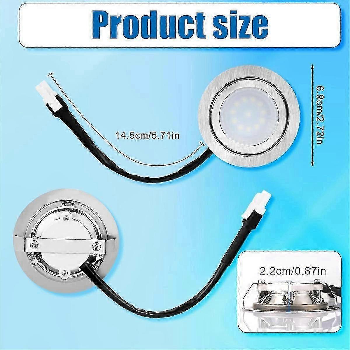 LED Range Hood Light Replacement, 2-Pack Recessed Kitchen Range Hood Light Bulbs, DC 12V 1.5W 6500K, Stainless Steel and PP Material