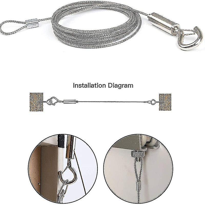Adjustable Picture Hanging Wire Stainless Steel Strong Wire Rope With Loop And Hook2pcs-silver