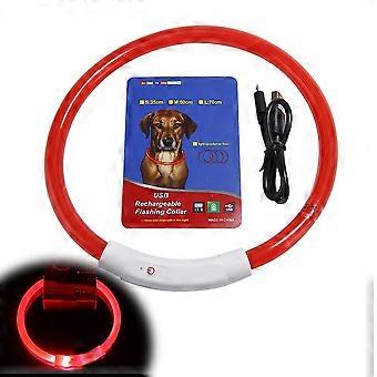 USB Rechargeable LED Pet Collar Fiber Optic Glow Weatherproof PVC Night Walking Safety