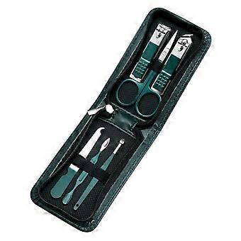 6 Piece Stainless Steel Nail Clipper Set with Ergonomic Grip and Case for Home and Travel