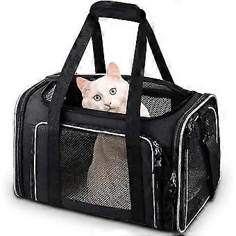 Cat Carrier, Pet Carrier Airline Approved Pet Carrier Bag Collapsible 15 Lbs Dog Carrier For Small Medium Cats Dogs Puppies Kitten - Black