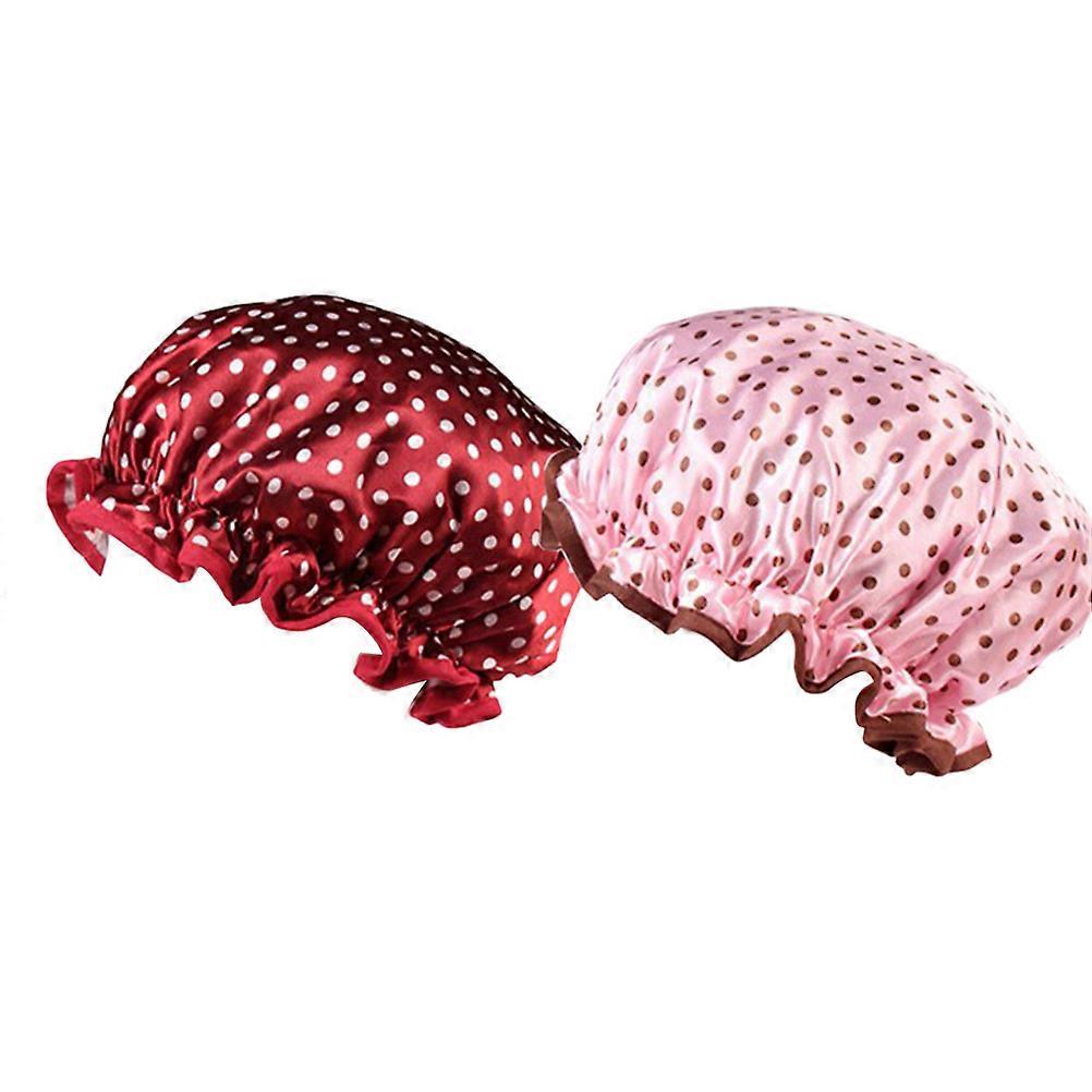 Waterproof Shower Bath Hat for Shower Use 6Pcs Elastic Dots Pattern Caps