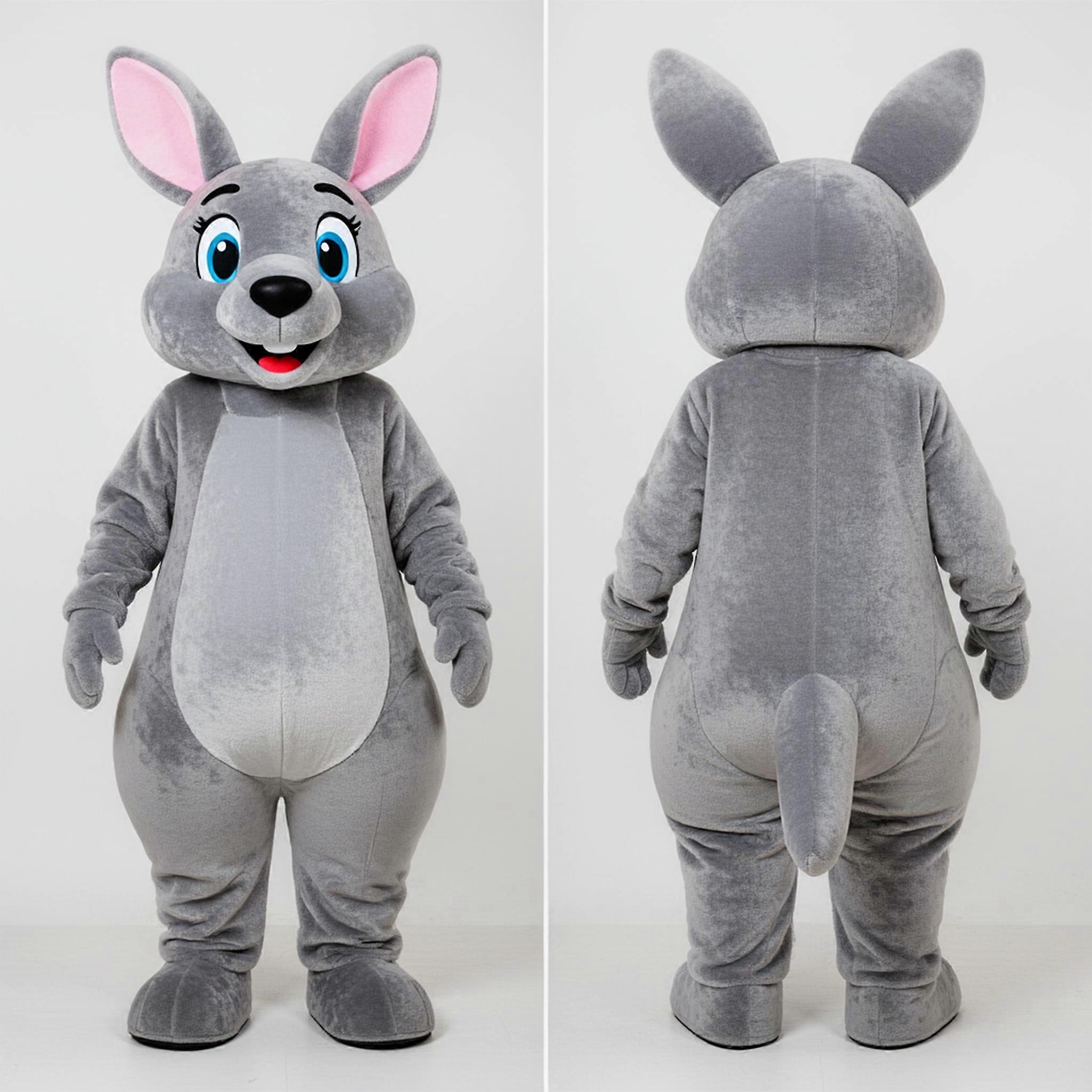 MASTICOT Gray Rounded Contours Kangaroo Mascot