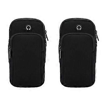 2pcs Sports Arm Bag Portable Multifunctional Armband Pockets Wrist Cellphone Money Keys Cards Holder Jogging Running Cycling Hiking For Phones Size L