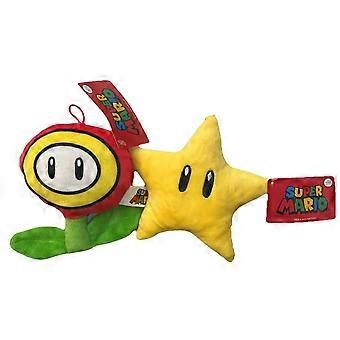 Super Star and Fire Flower Plush Set, 6 Inch Soft Stuffed Toy for Kids and Collectors, Cute Plush Doll Gift