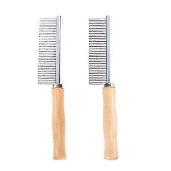 Natural Wood Stainless Steel Grooming Comb