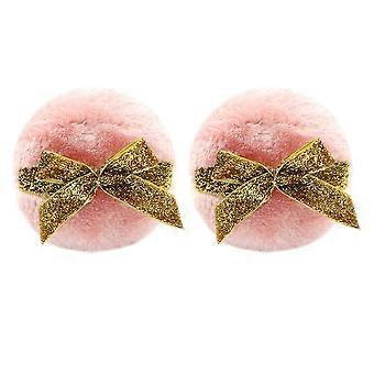 Pink Fiber Powder Puff for Baby Skin Care 2Pcs Long Plush Powder