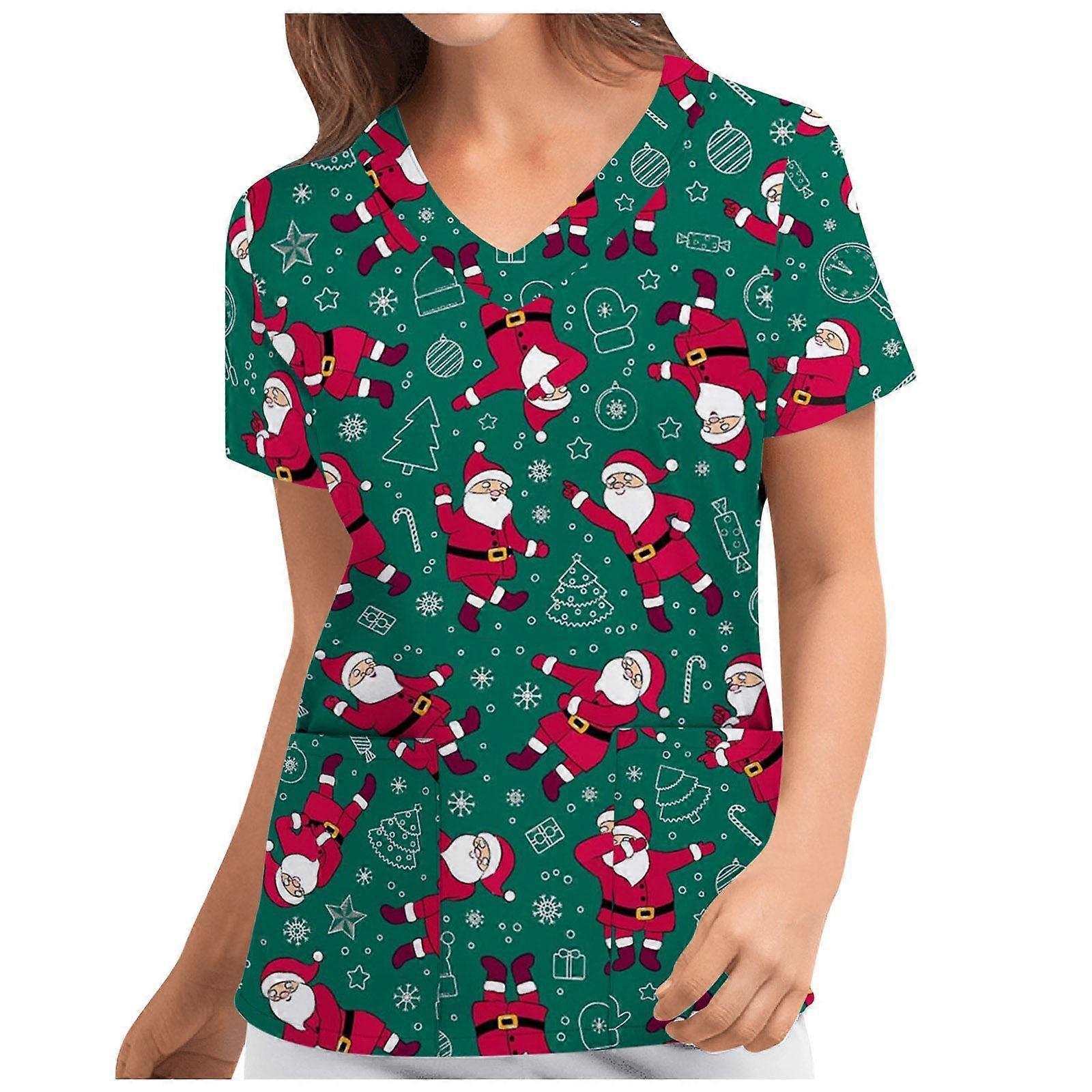 Breathable V-Neck Printed Scrub Top