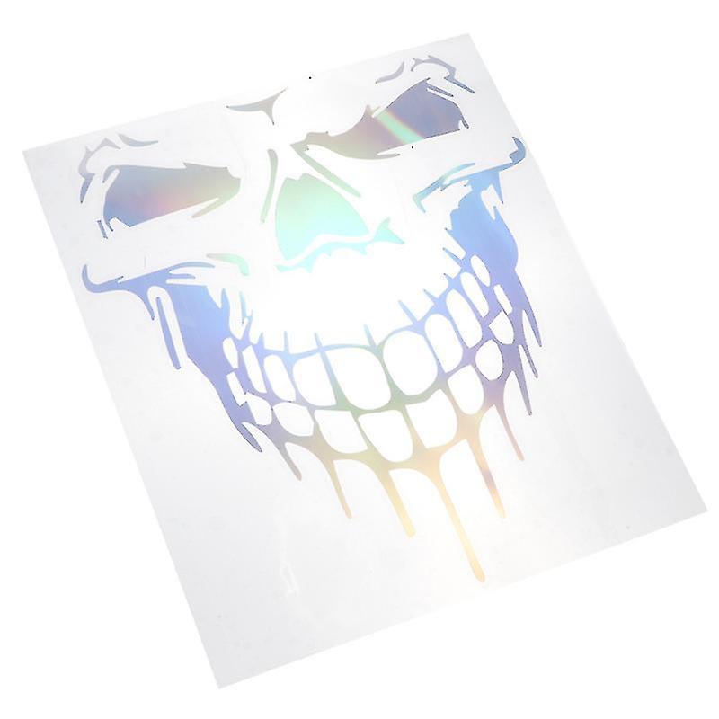 21X20x0.01cm Assorted Color Vehicle Decals 1pc Reflective Car Sticker Skull Head Pattern Car Decal S