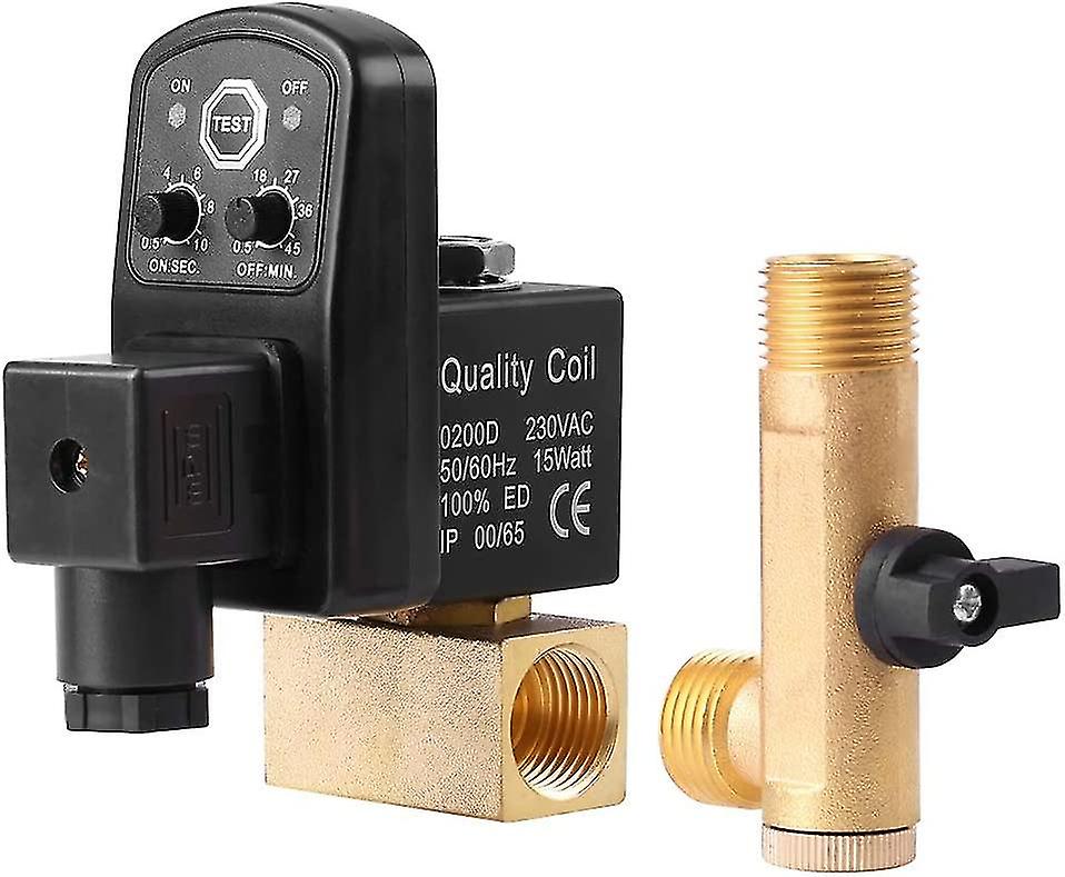 Messing Electronic Automatic Drain Valve, Automatic Drain Valve G1 / 2 Dn15 Automatisches elektronisches Ablassventil für Luftkompressor Kondensat (AC230V) (230V)