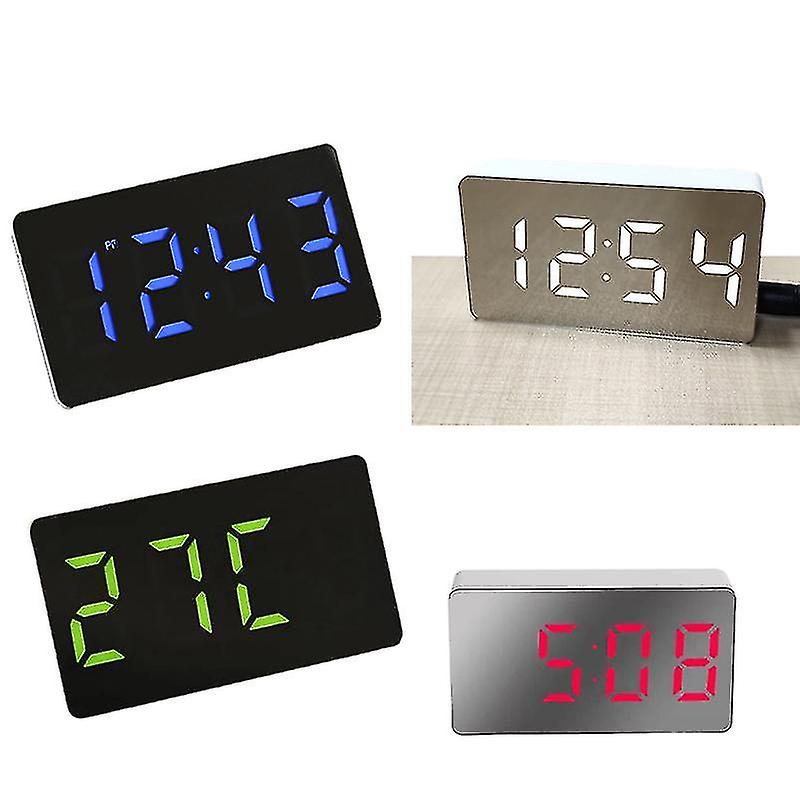 Car Led Mirror Temperature Indicator Clock Electronic Alarm Clock Car Clock Mini Digital Travel Alarm Clocks
