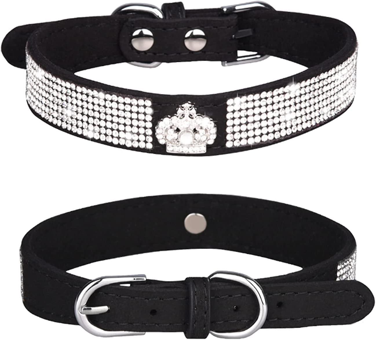 Rhinestones σκύλος γάτα κολάρο Bling διαμάντι με στρας crown διακόσμηση για μικρά μεσαία μεγάλα σκυλιά (μαύρο, Xs) μαύρο Xs