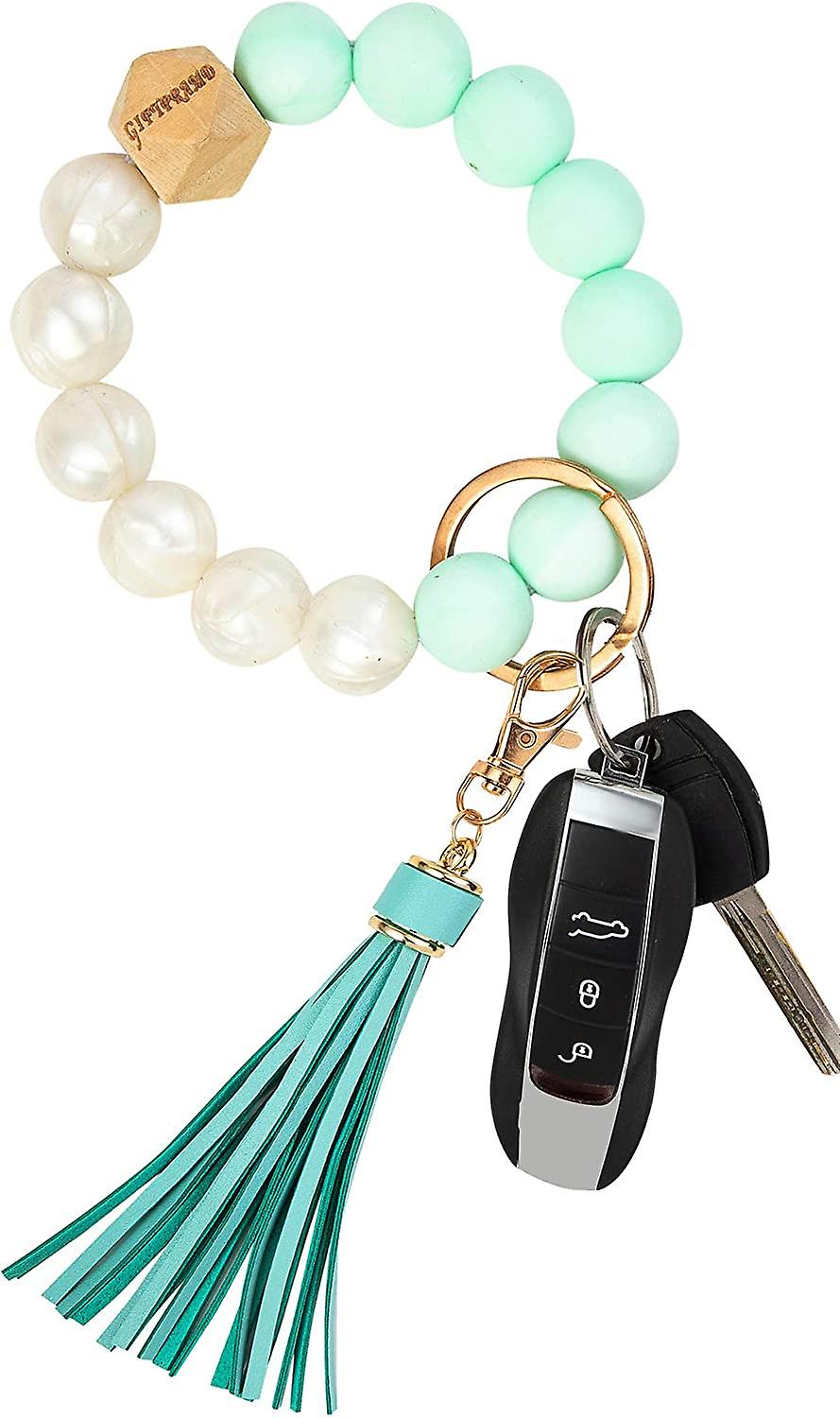 Silicone Key Ring Bracelet Wristlet Keychain for Women, Bangle Key Chain for Circle Wrist Bracelet for Car Keys Keychains
