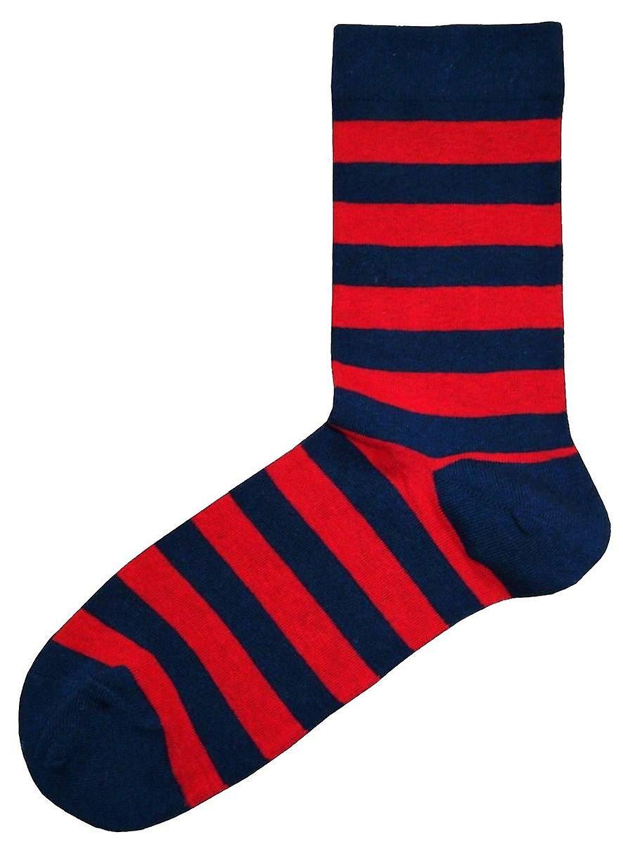 Bassin and Brown Hooped Stripe Socks - Red/Blue