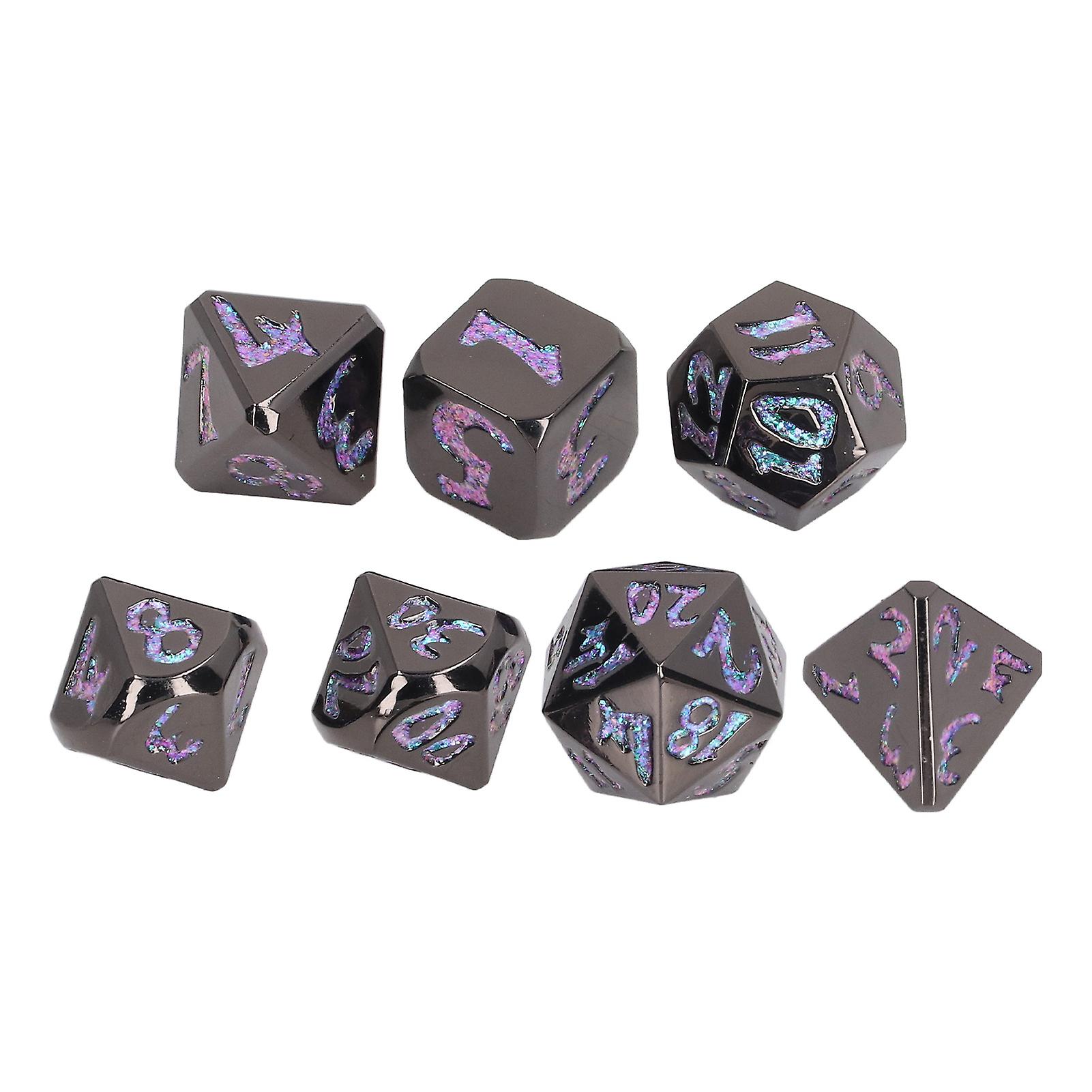 7pcs Solid Metal Dice Set Polyhedral Clear Number Cosplay Game Dice Kit for Teaching Tabletop