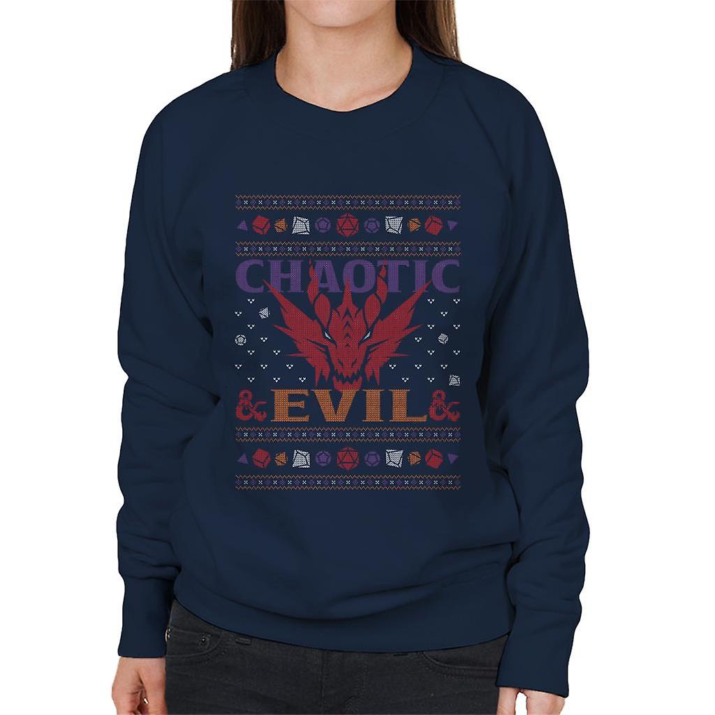 Dungeons & Dragons Chaotic Evil Christmas Knit Pattern Women's Sweatshirt