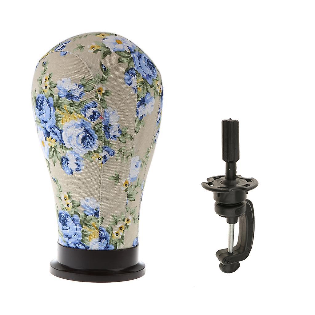 Canvas Cork Block Mannequin with Table Clamp Head Wig Making Hat Display 21"