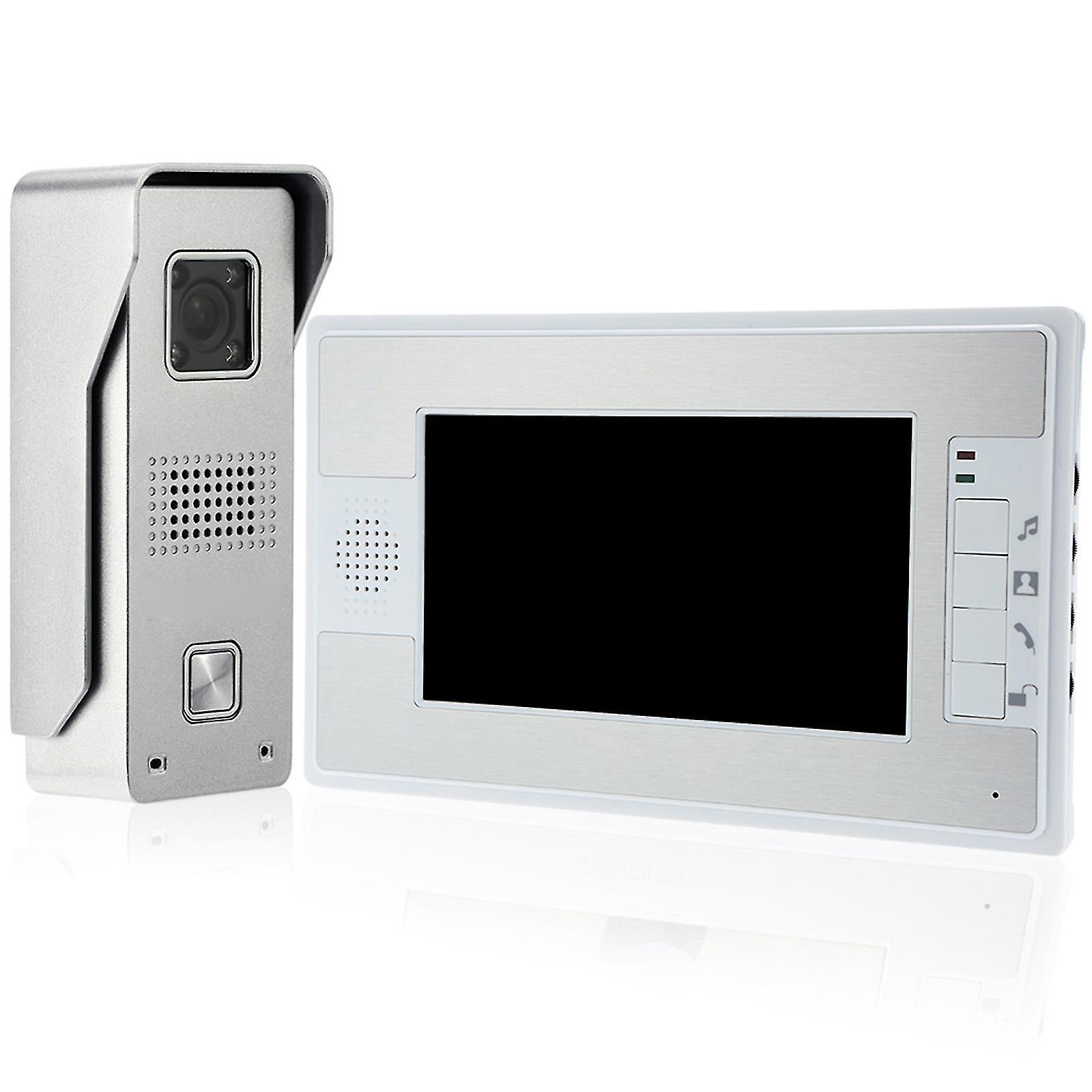 Silver Uk Plug 7color Tft Lcd Video Door Phone Intercom Doorbell Unlock Monitor Rainproof Night Vision Ir Cctv Camera Home Security