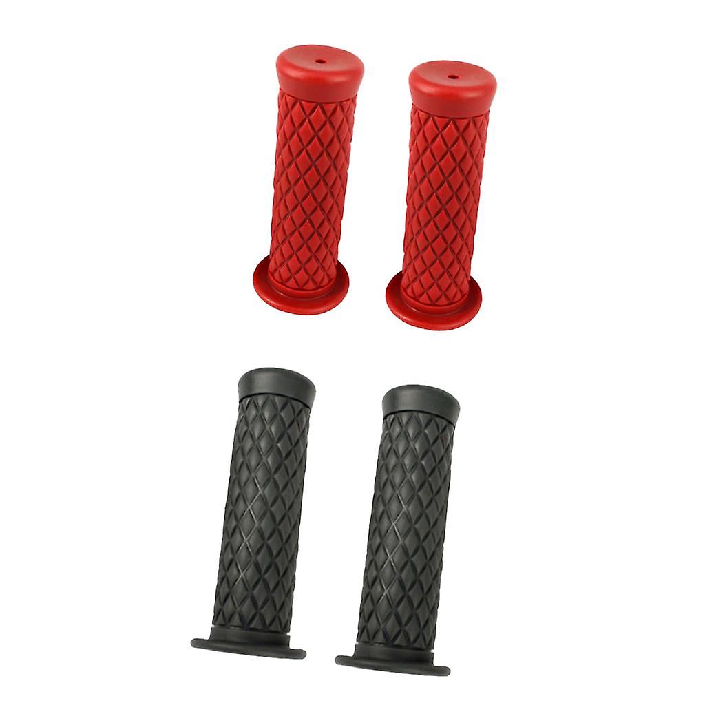 2 Pair Motorcycle Retro Handle Bar Handlebar Grips Red & Dark Grey