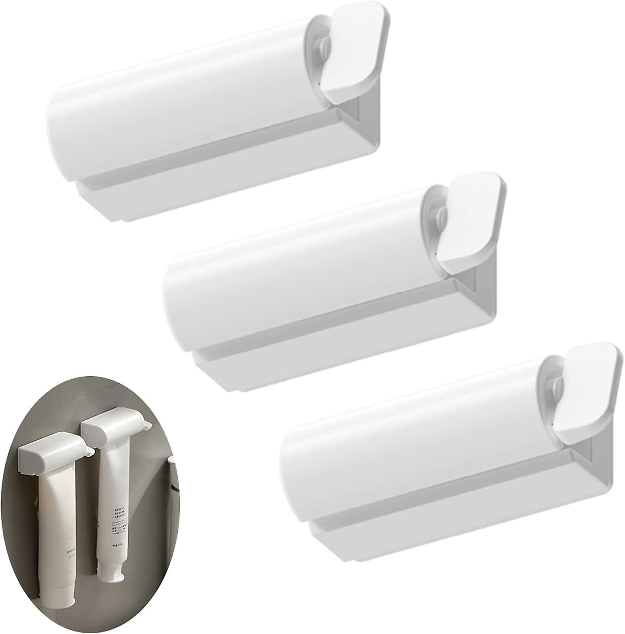 Bathroom Magnetic Suction Cup Wall Mounted Toothpaste Squeezer (White/3pcs)