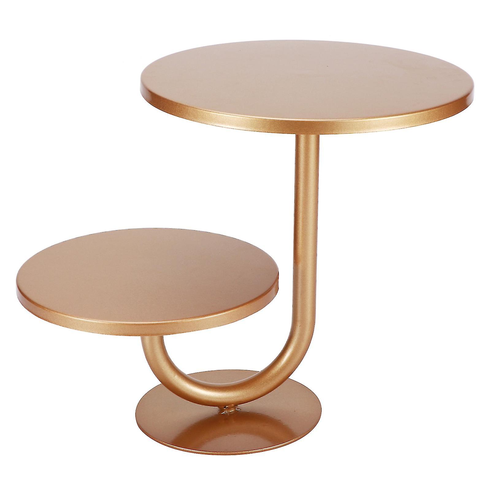 Round Wedding Party Rustproof Serving Tray Dessert Table Gold Cake Stand 2 Tier