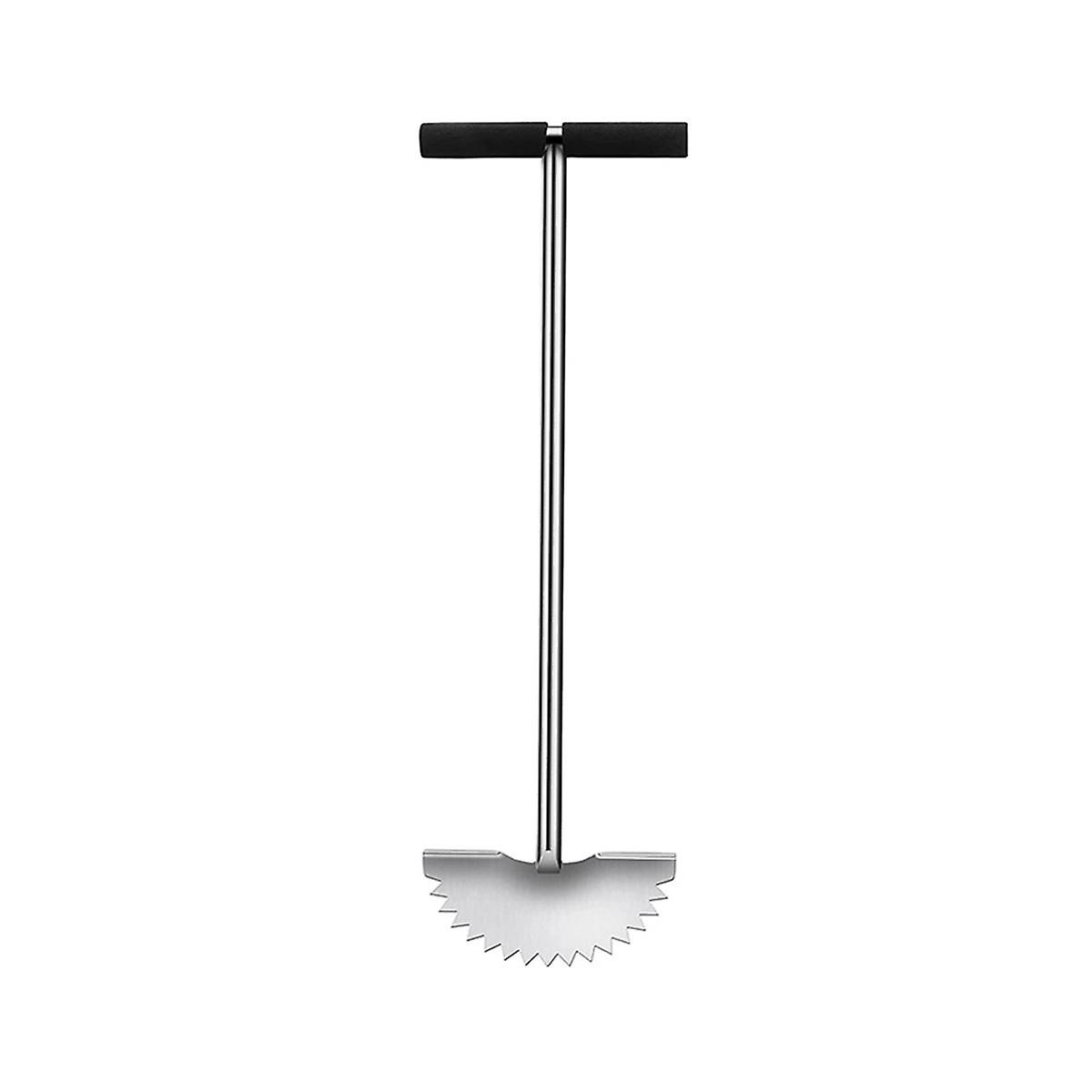 Garden Trimming Scraper Half Moon Shape T-Grip Handle Sharp Serrated Manual Edge Trimmer with Handl