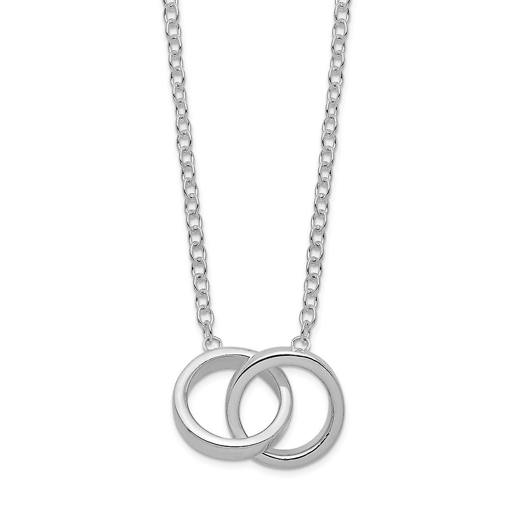 Colar feminino em prata de lei 925 polida com pingente de 13,4 mm de largura - Comprimento: 16 a 18 polegadas.