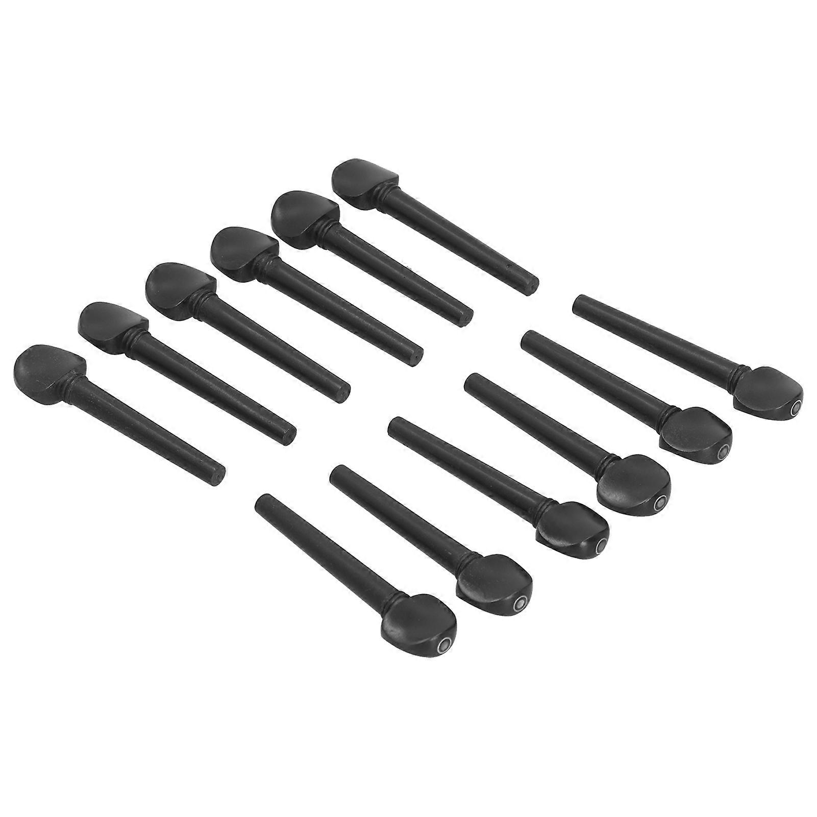 12個黒檀ペグ8.7cmウードバイオリンフィドル用魚眼レンズ付き木製チューニング交換アクセサリー