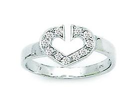 14k White Gold Cubic Zirconia Top Adjustable Love Heart Body Jewelry toe ring-toe ring for Women