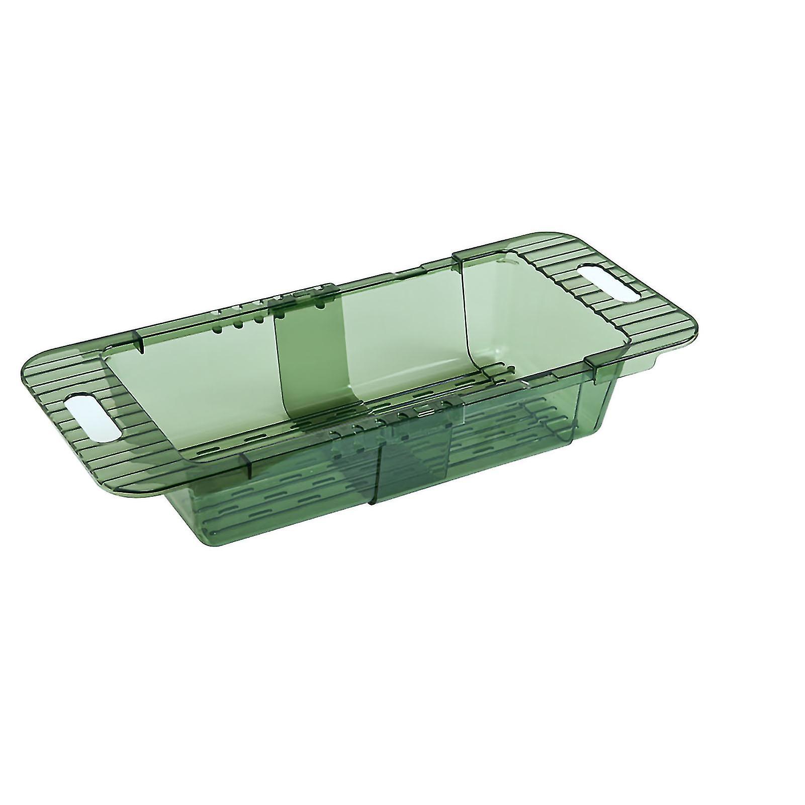 Sink Strainer Basket Retractable Design Transparent Fast Draining Durable PET Sink Colander Transparent Green Strainer with Retractable Design