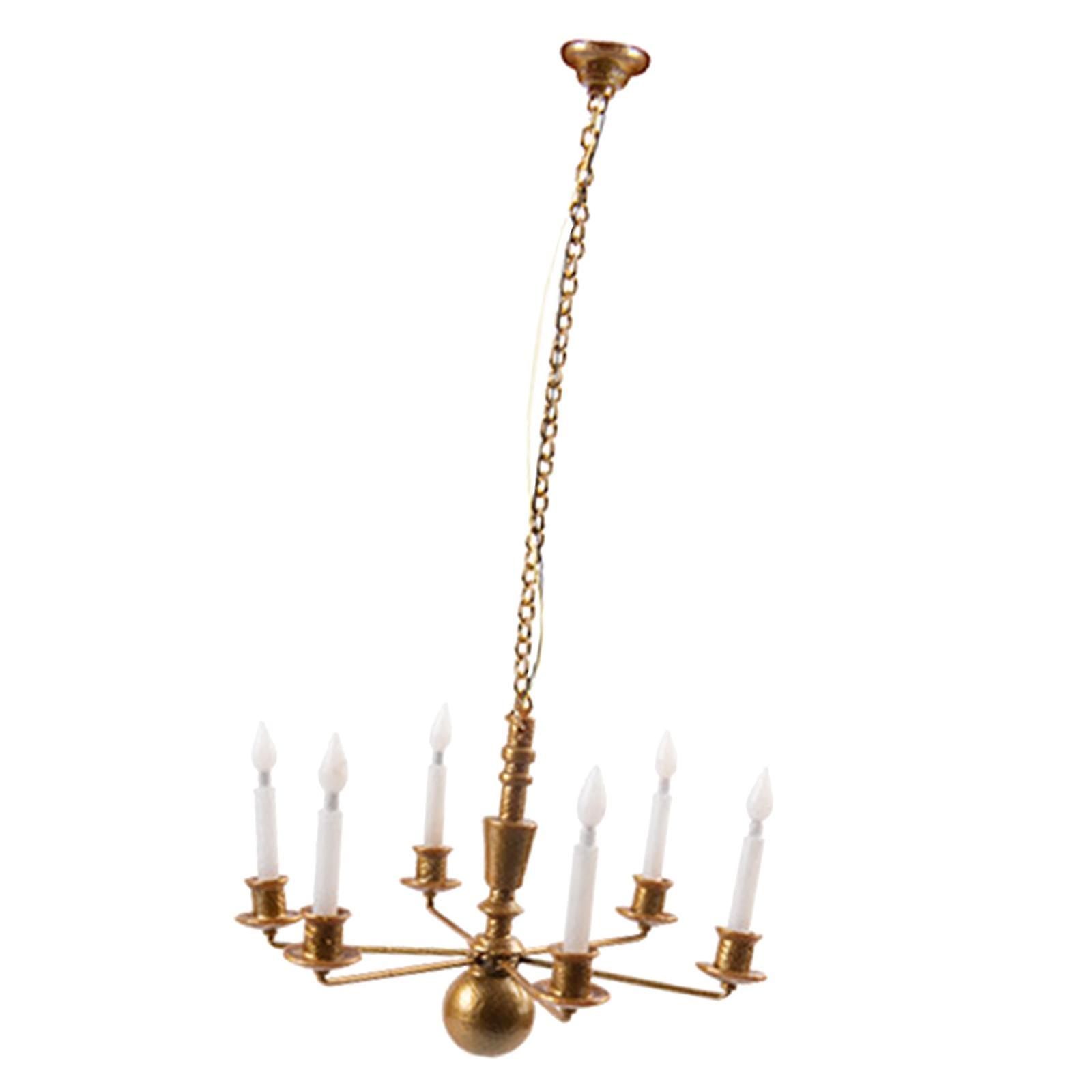 Ceiling Light Fixture Hanging Chandelier Model 1/87 HO Scale Gold 14.5cm