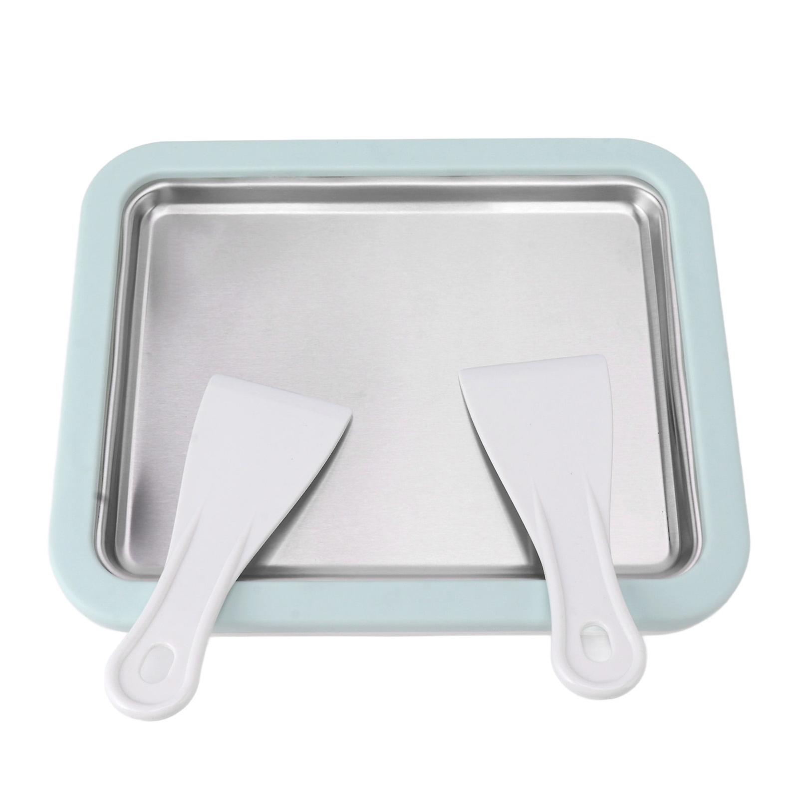 Rolled Ice Cream Maker Stainless Steel Instant Cold Pan Plate Homemade DIY Serve with 2 Spatula for Ice Cream Slushies Yogurt