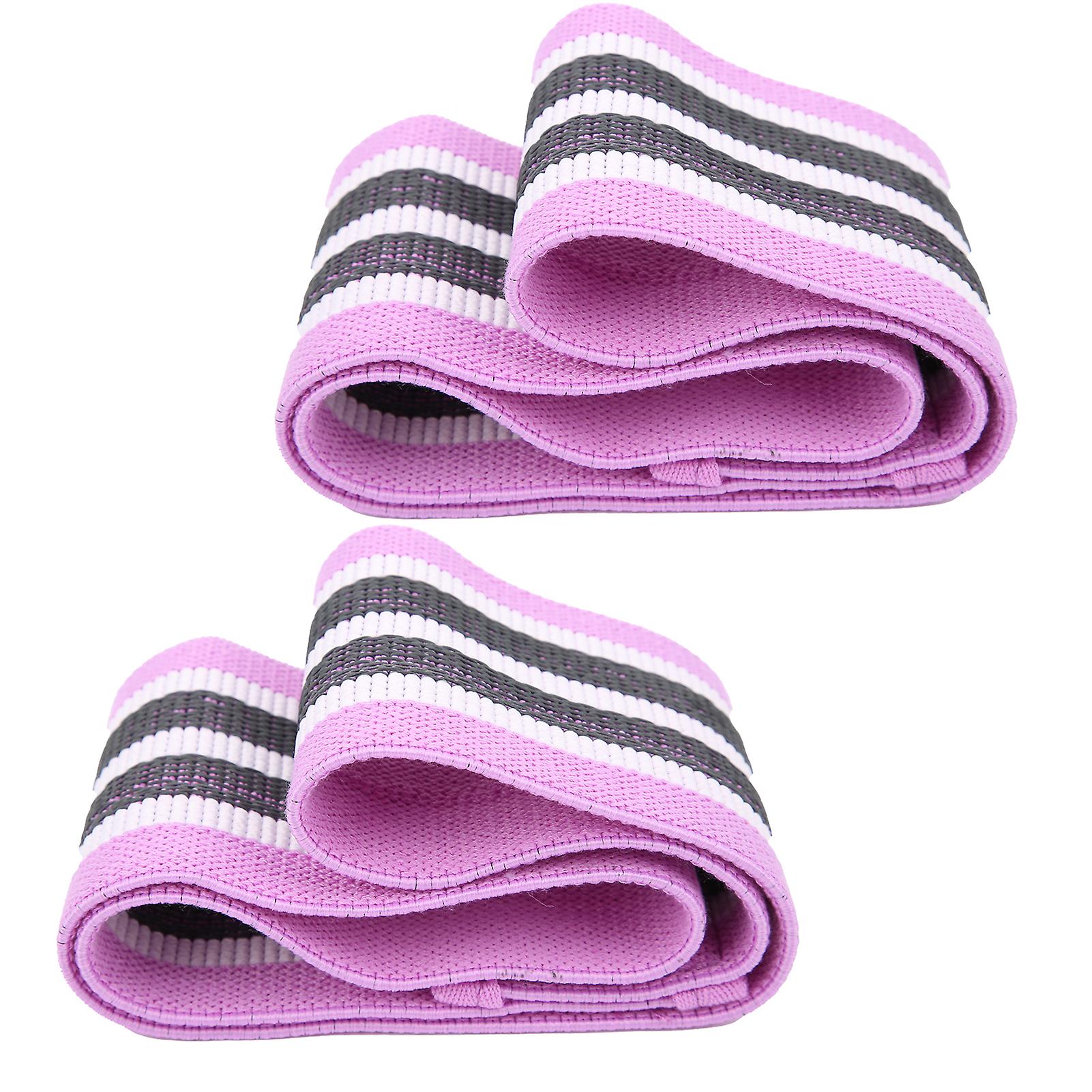 2Pcs Fitness Resistance Loop Bands Non Slip Elastic Workout Straps for Legs and Butt Shaping Purple Durable Exercise Bands