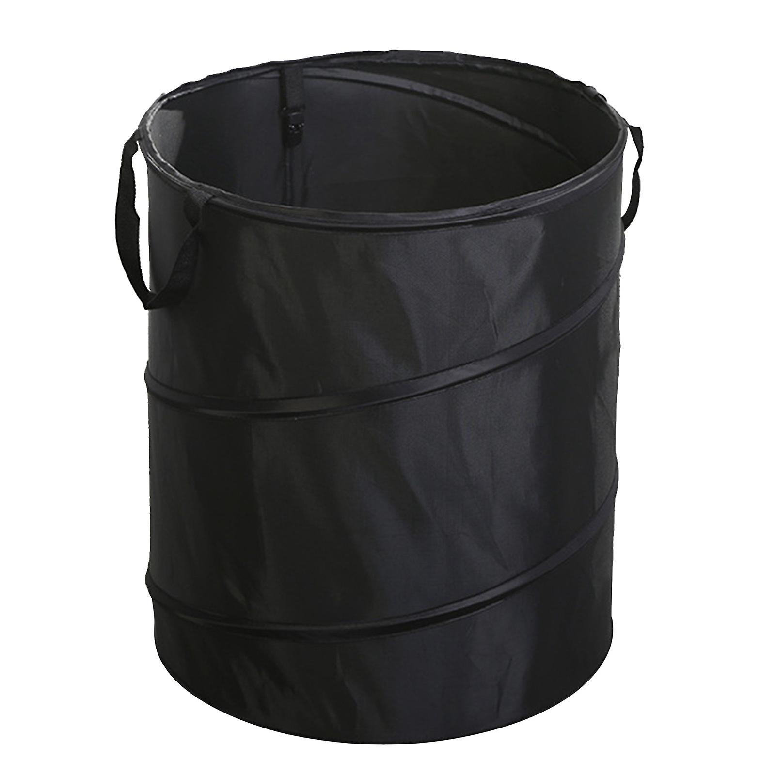 Oxford Cloth Folding Camping Trash Can Portable Balcony Garden Black D34 Small S Clip