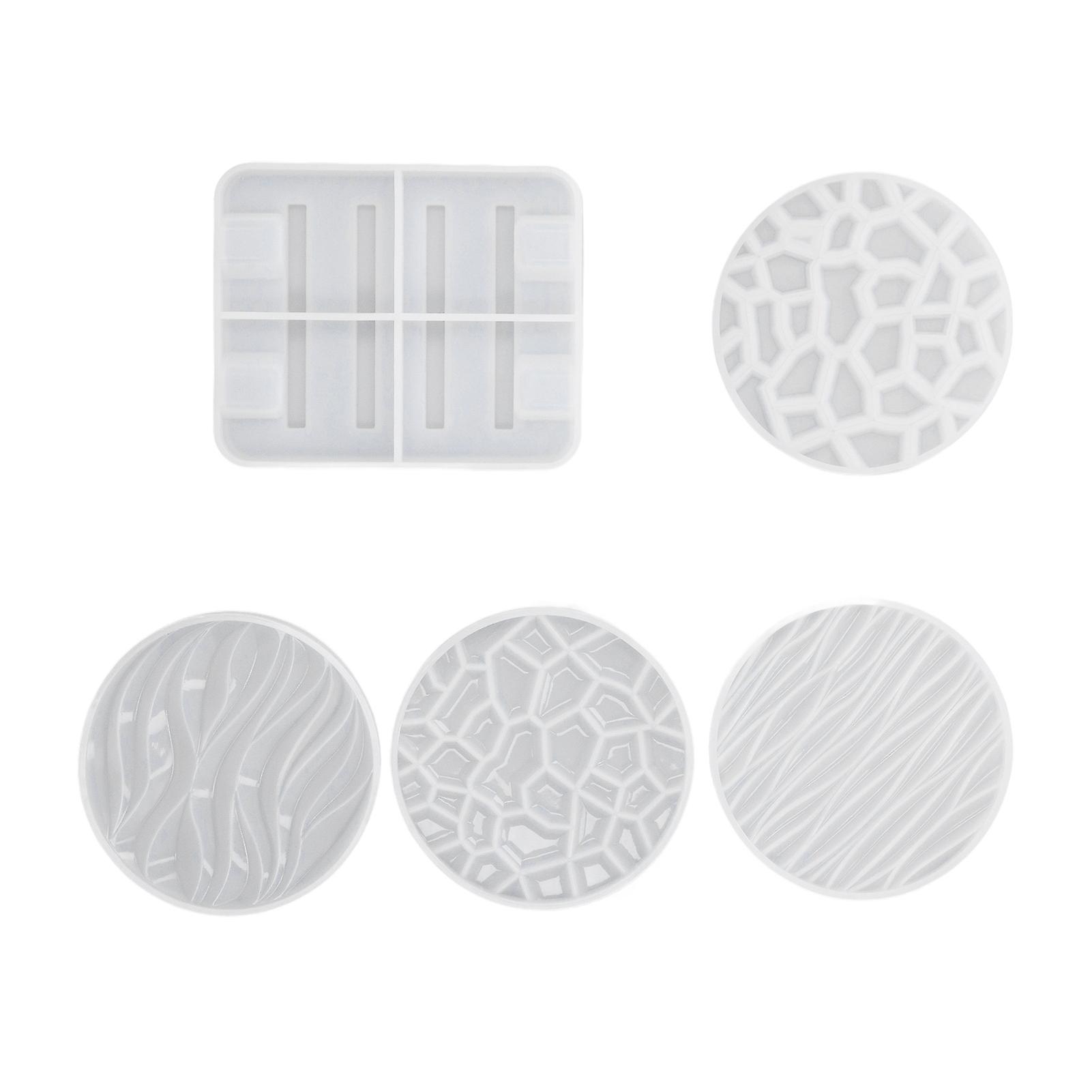 Silicone Mold Set 4 Coasters + Base 3D Wavy Design Durable