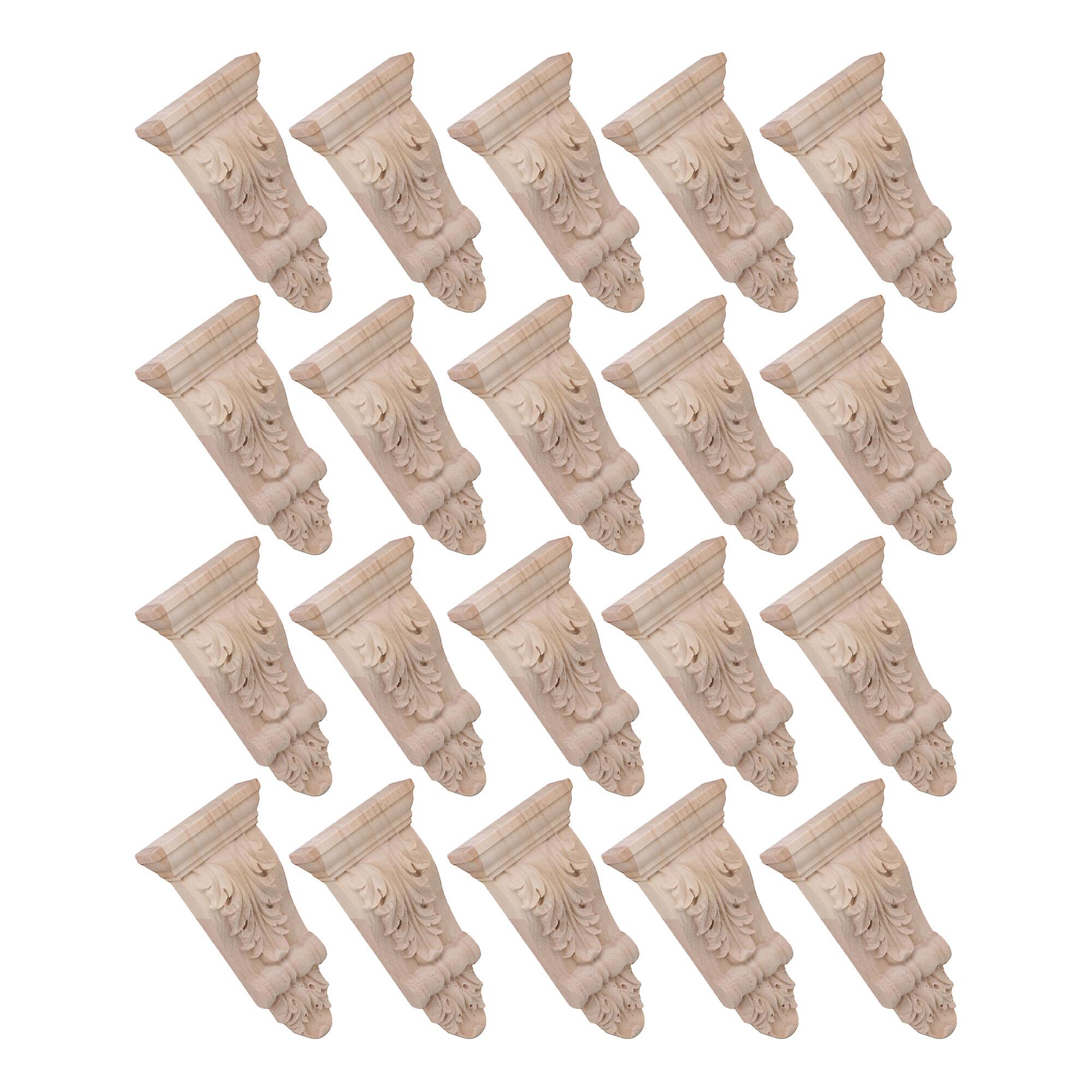20 Pcs Unpainted Solid Wood Carved Corbels Columns 3.15Inch x 0.98Inch x 6.3Inch