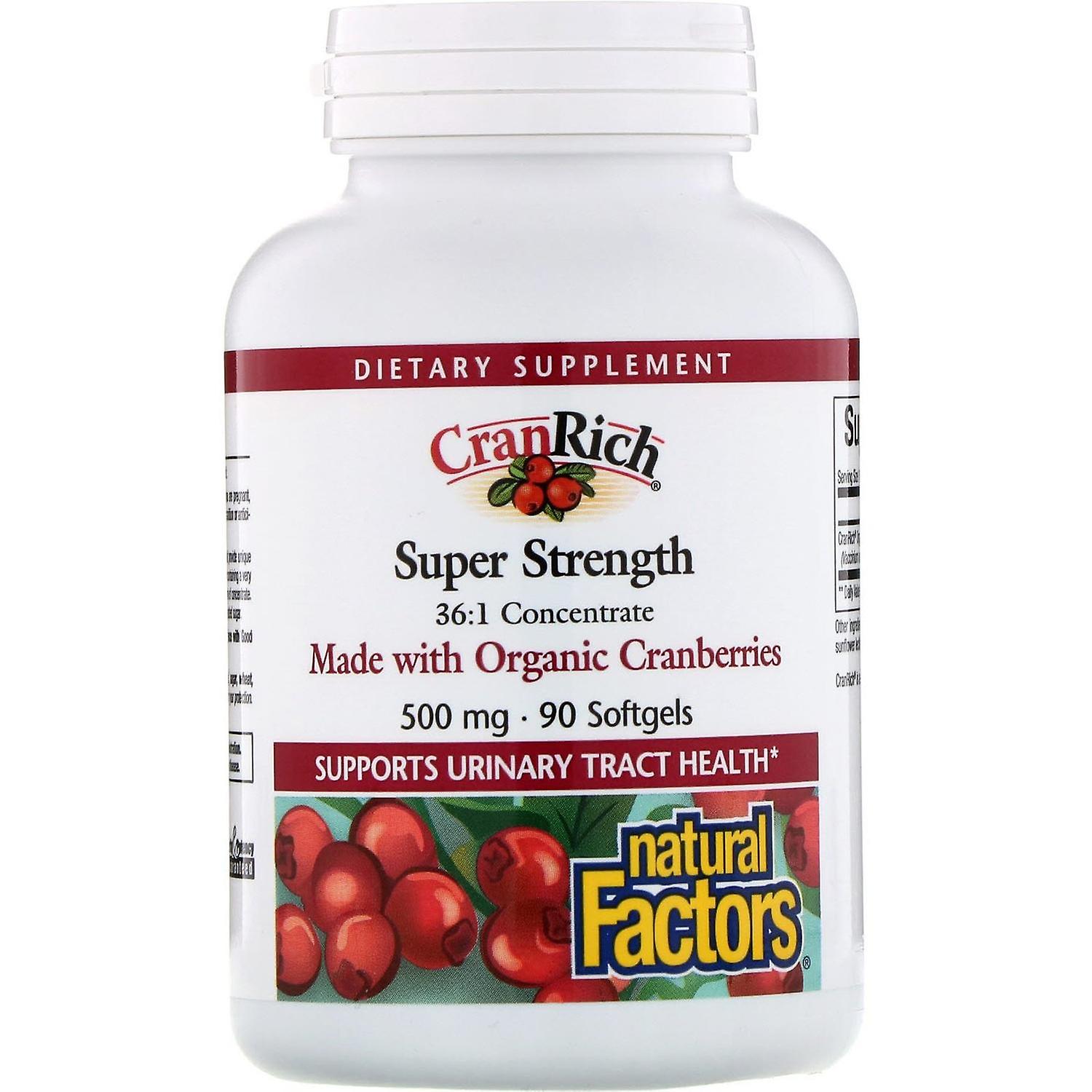 Natural Factors, CranRich, Super Strength, Cranberry Concentrate, 500 mg, 90 Sof