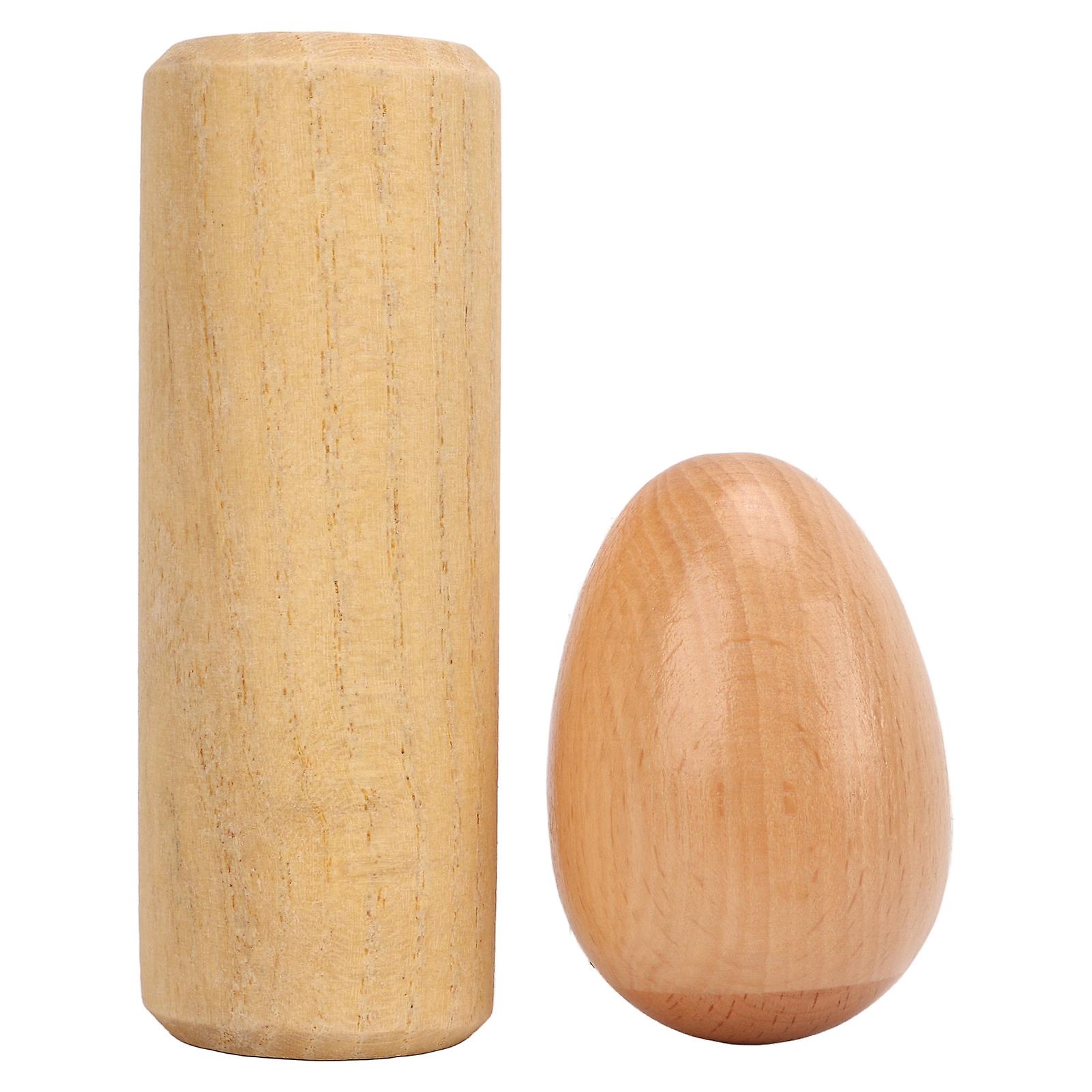2 Pack Wooden Egg Shakers, Natural and Safe Hand Percussion Instruments for Kids