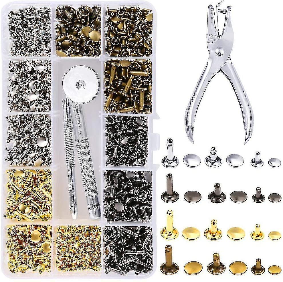 Riveting Pliers 360 Leather Rivet Set Double Cap Rivet Tubular Metal Studs