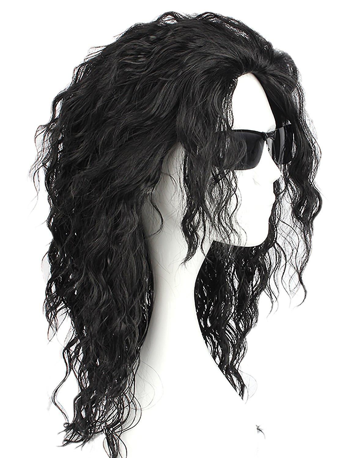 black long hair wig for men